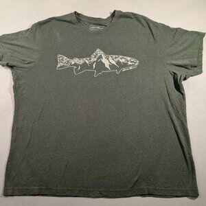 Eddie Bauer Men Tee Shirt Size XXL Green Fish Graphic Short Sleeve Crew Neck